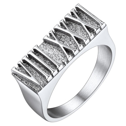 Custom4U Steel Personalized Roman Numerals Ring