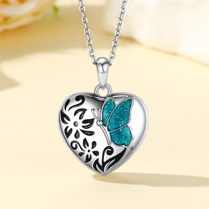 Custom4U Sterling Silver Butterfly Locket Picture Necklace