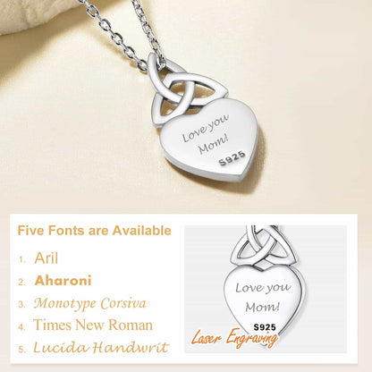 Custom4U Sterling Silver Celtic Knot Photo Necklace 5 Font Available