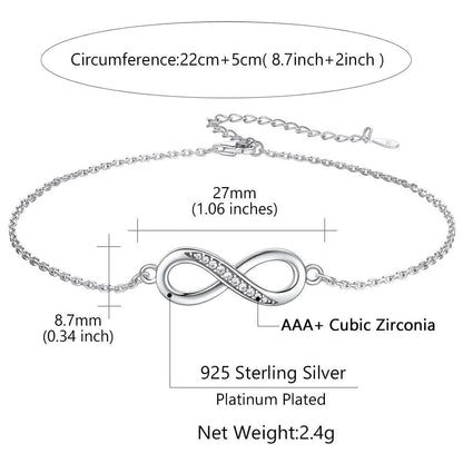 Custom4U Sterling Silver Infinity Anklet Size