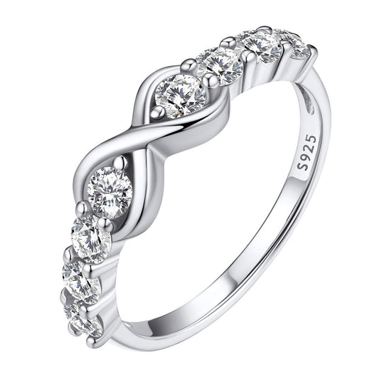 Custom4U Sterling Silver Infinity CZ Promise Ring