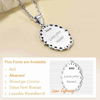 Custom4U Sterling Silver Oval Engraved Necklace 5 Font Available