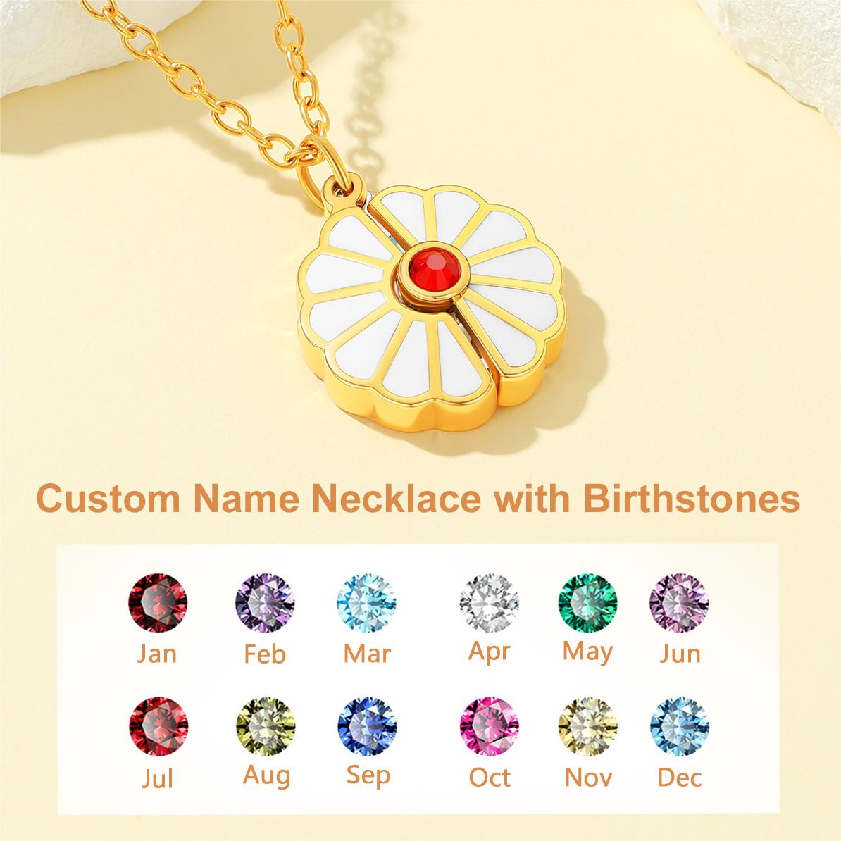 Custom4U Customized Birthstone Locket Necklace with Photo