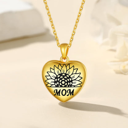 Custom4U Sunflower Locket Necklace Gold