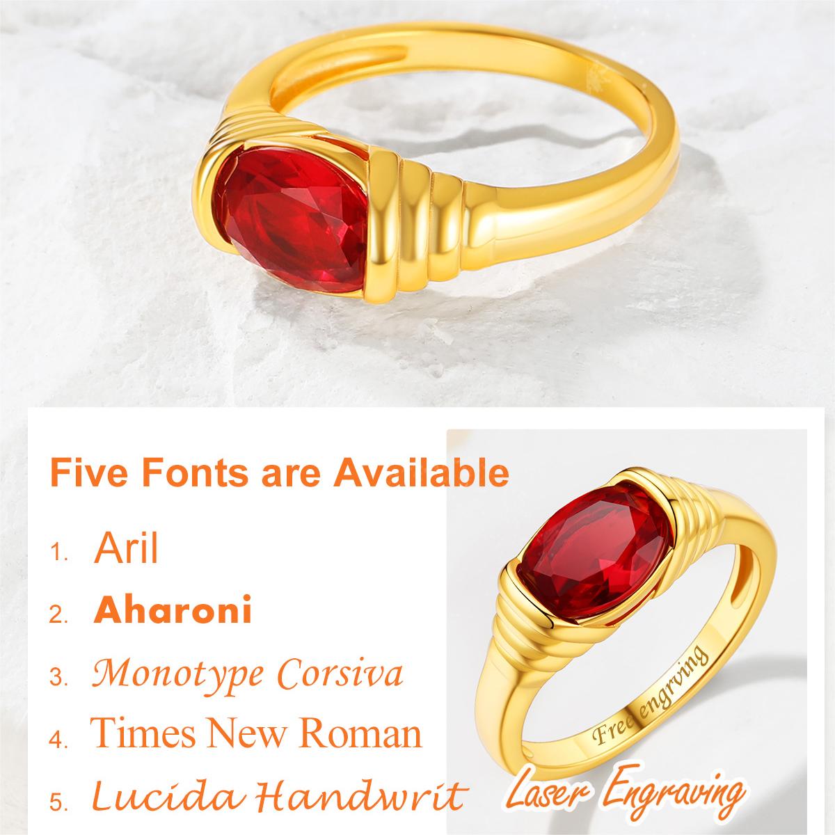 Custom4U Twisted Birthstone Ring 5 Font Available