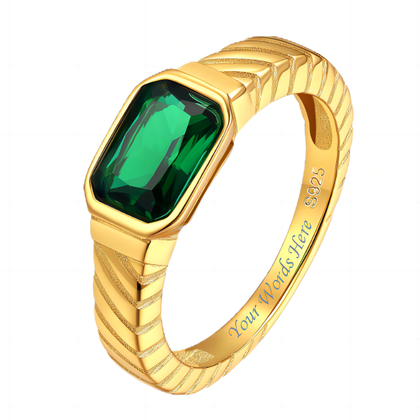 Custom4U Twisted Braided Ring with Birthstone Gold