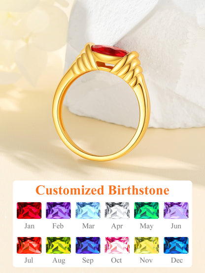 Custom4U Twisted Name Ring 12 Months Birthstone