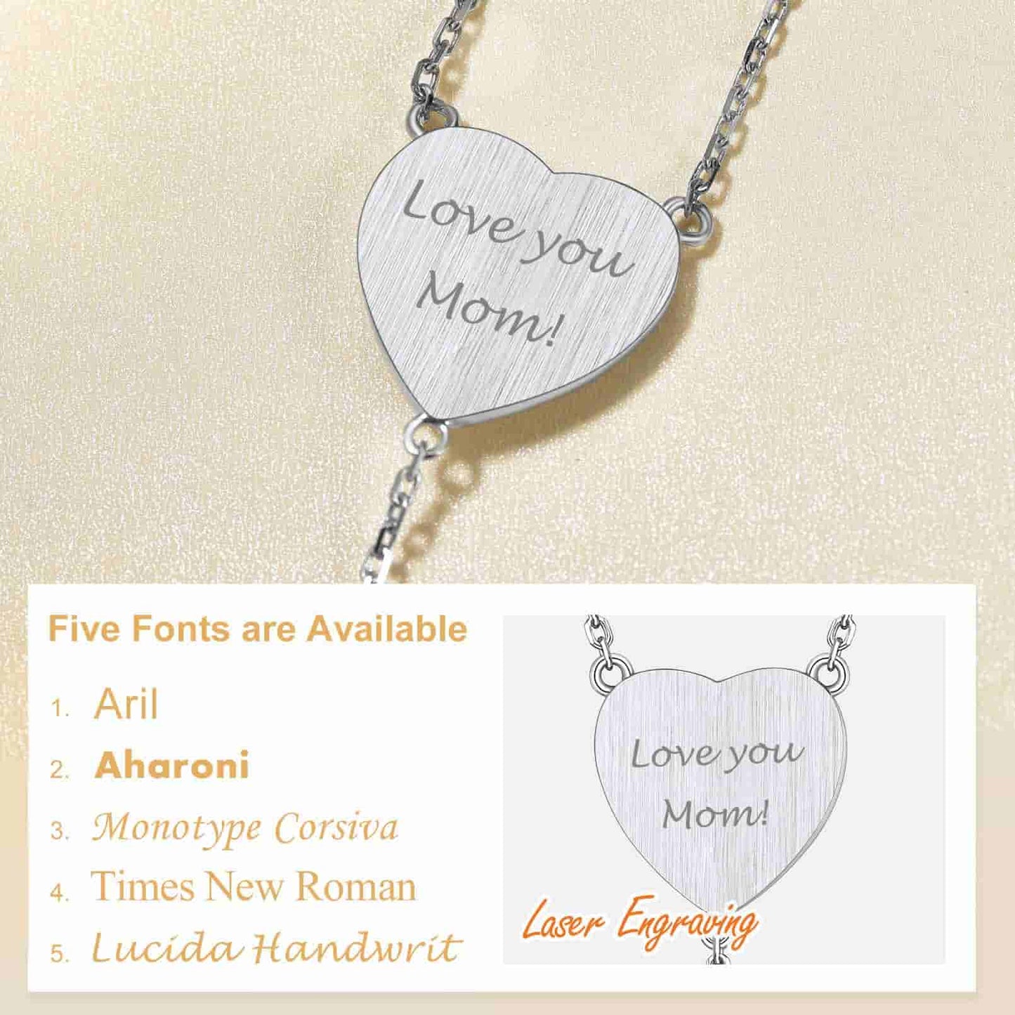 Custom4U Y Shaped Photo Necklace 5 Font Available