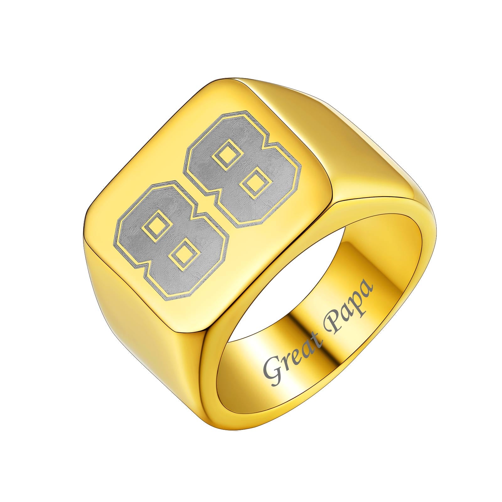 Custom4U Personalized Numbers Square Signet Ring For Men Gold