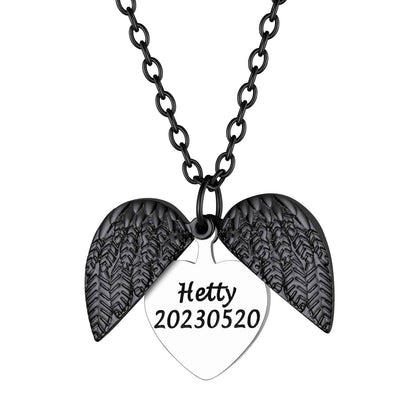 Custom4u Name Engraving Locket Necklace Black