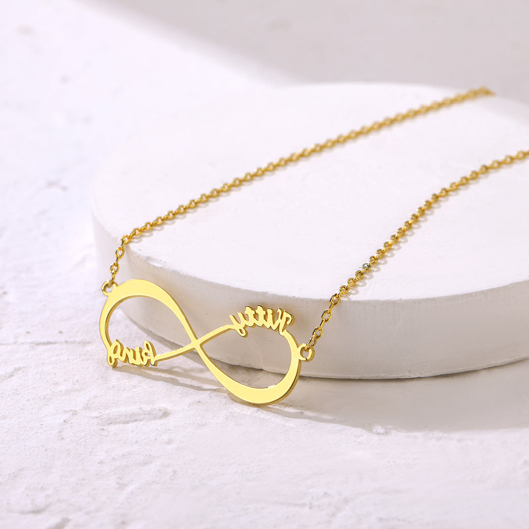Custom4U Personalized Infinity Name Necklace-Gold plated