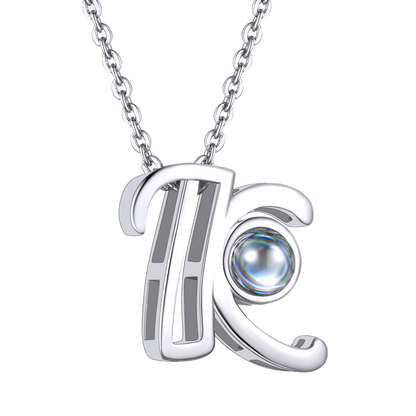 K Letter Platinum Photo Initial Necklace