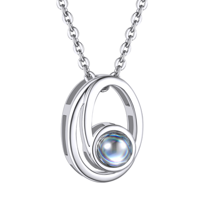 O Letter Platinum Photo Initial Necklace