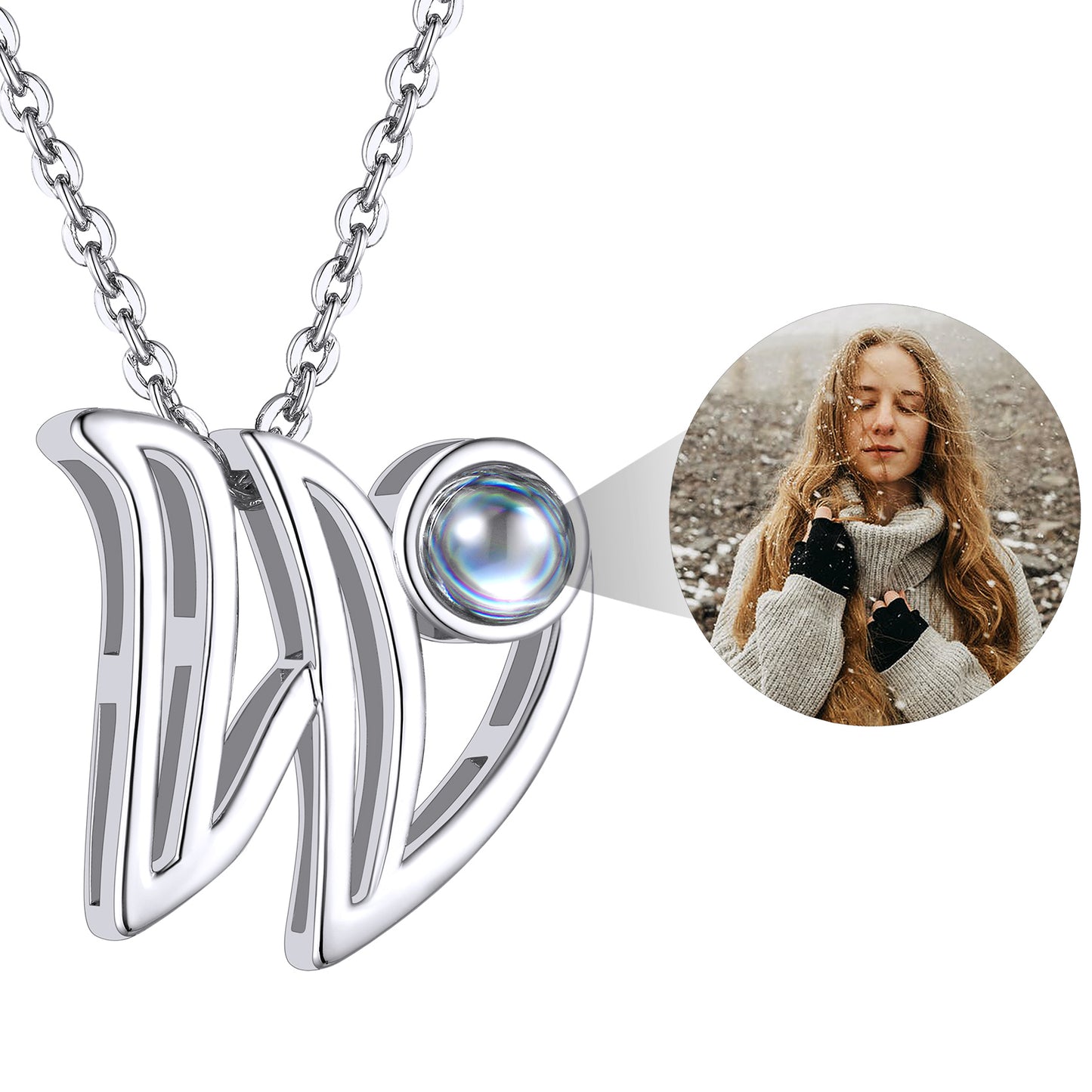 Custom4U Custom Initial Photo Projection Necklaces for Women