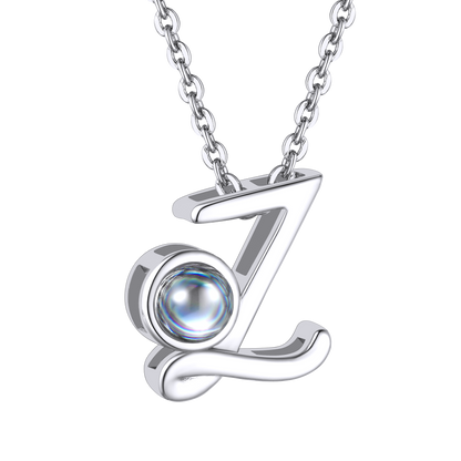Z Letter Platinum Photo Initial Necklace