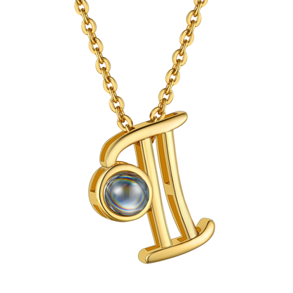 I Letter Gold Plated Photo Initial Necklace