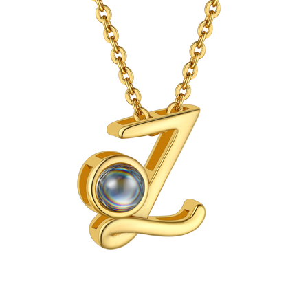 Z Letter Gold Plated Photo Initial Necklace