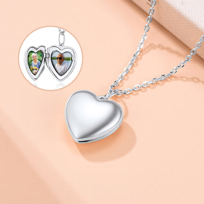 Custom4U Heart Locket Necklace-silver