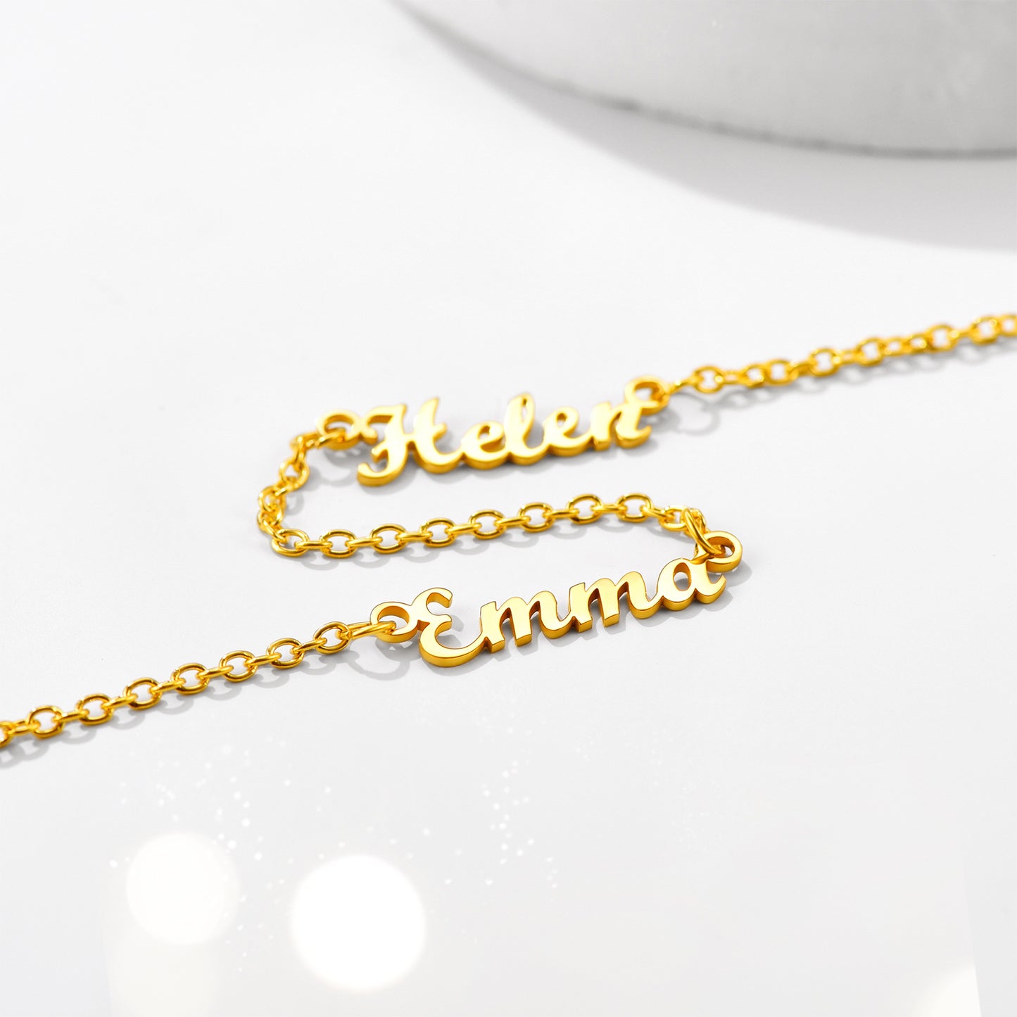 Custom4U Personalized Gold Color Engraved 2 Name  Necklace