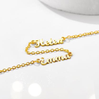 Custom4U Personalized Gold Color Engraved 2 Name  Necklace