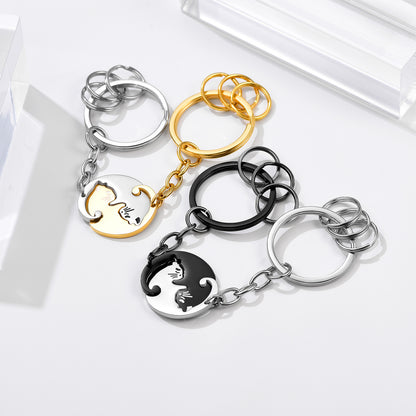 Custom4U Yin Yang Cat Puzzle Matching Key Chains