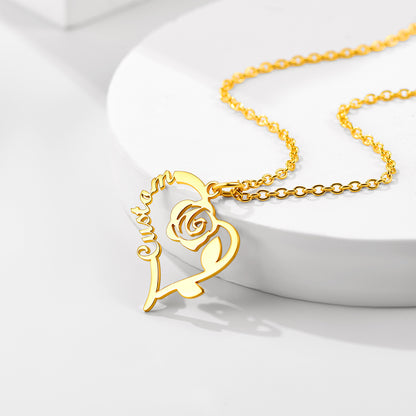 Custom4U Personalized Rose Name Necklace-gold 