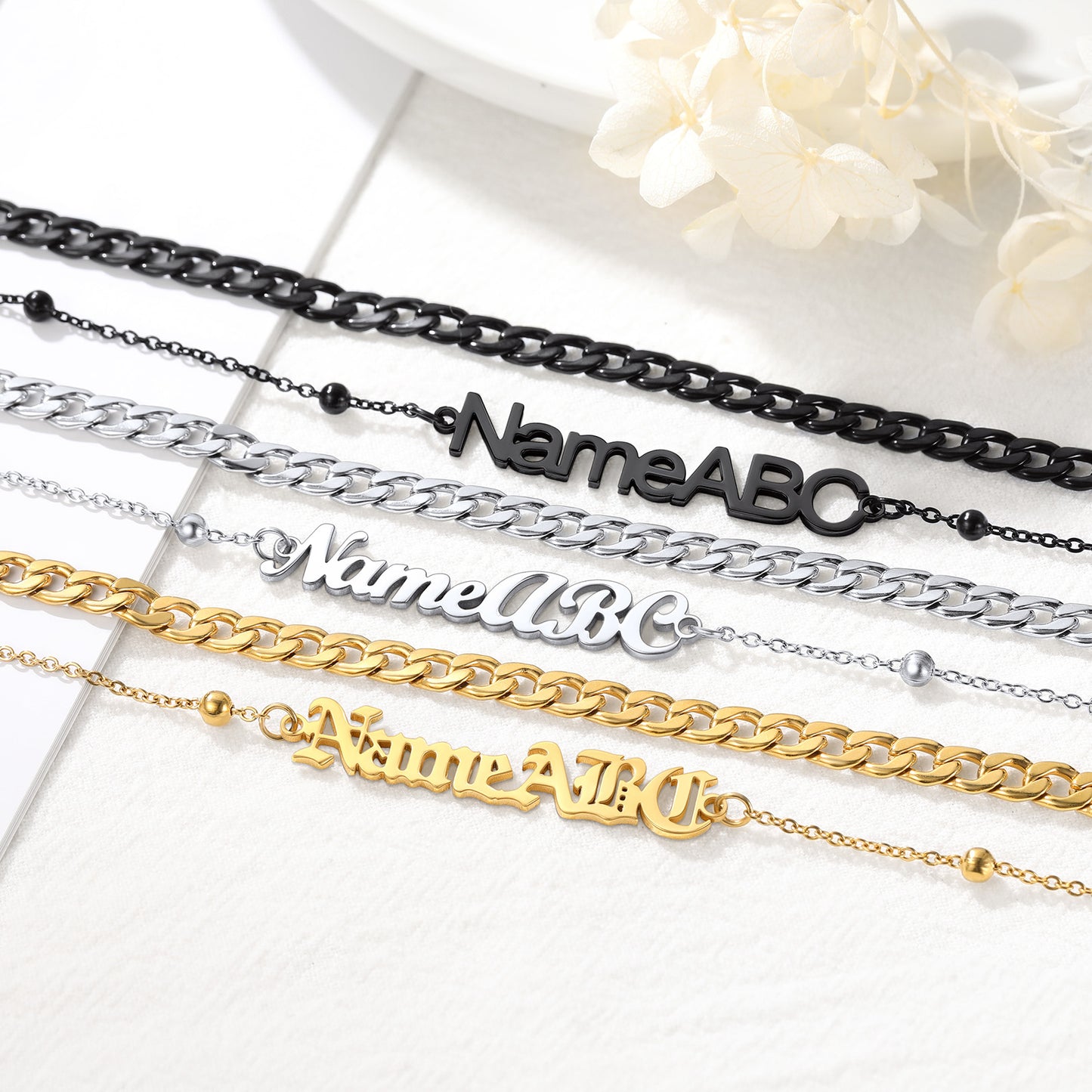 Custom4U Customized Name Layered Chain Anklets For Women