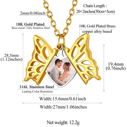 Custom4U Personalized Hollow Butterfly Photo Pendant Necklace Detail