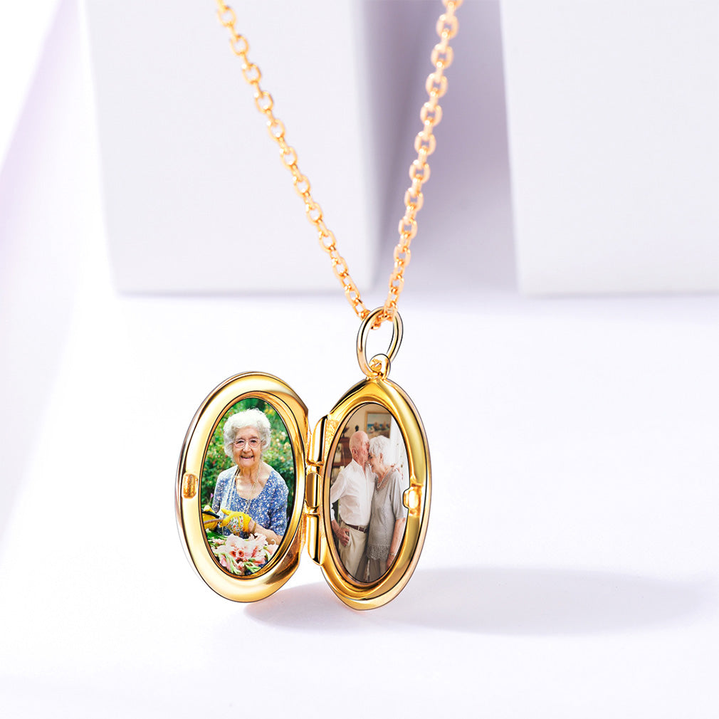 Custom4U gold plated-Oval Locket Necklace