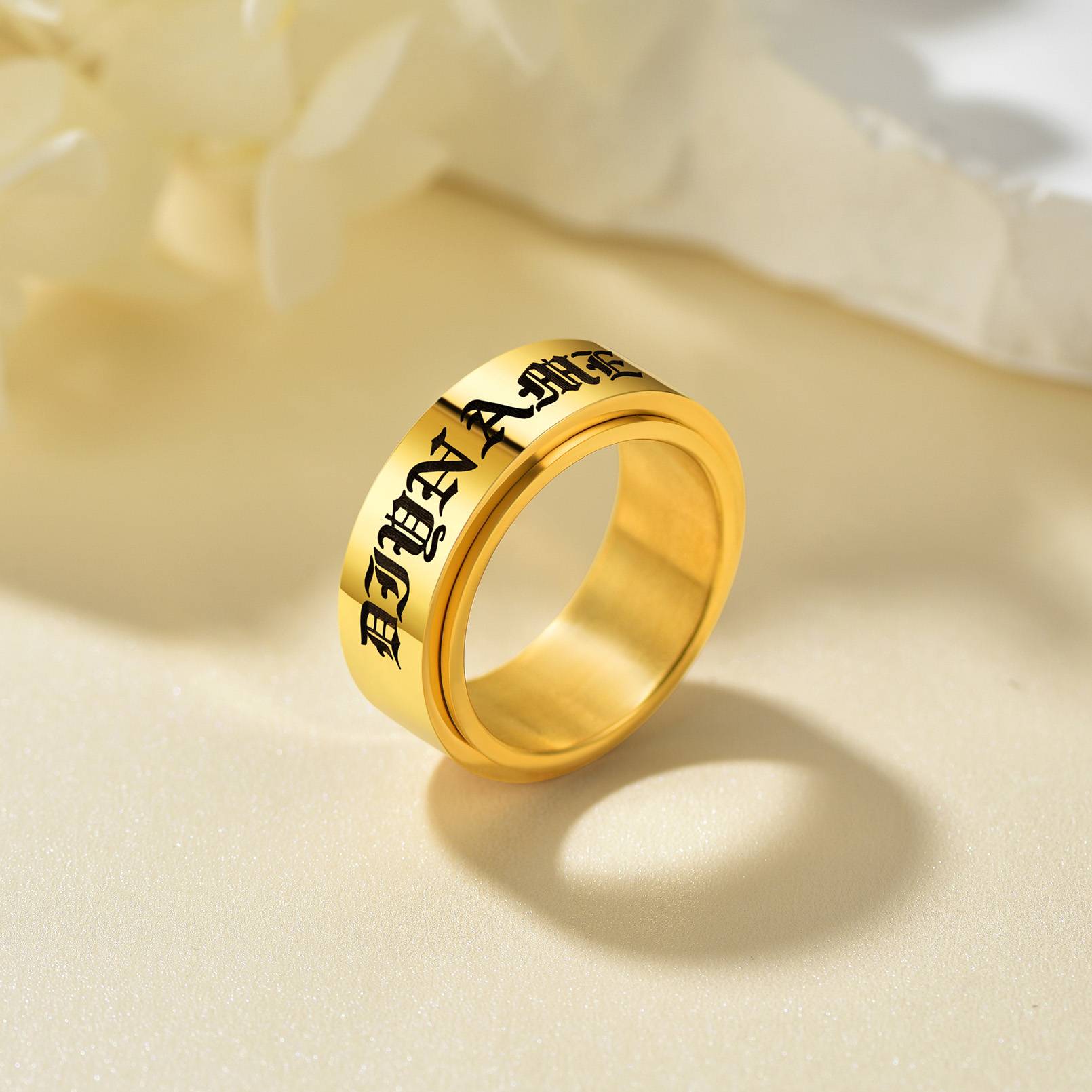 Letter Rotatable Band Ring
