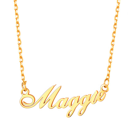 Custom4U Personalized Gold Color Engraved 1 Name Choker Necklace