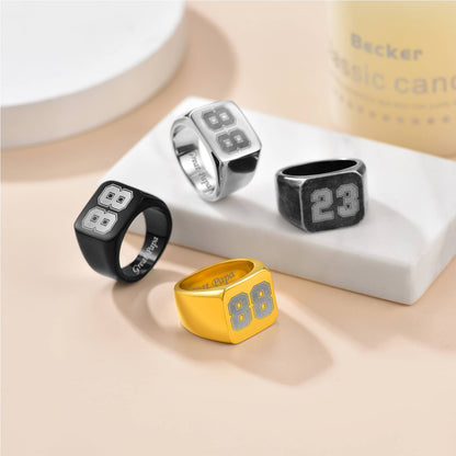 Numbers Square Signet Ring