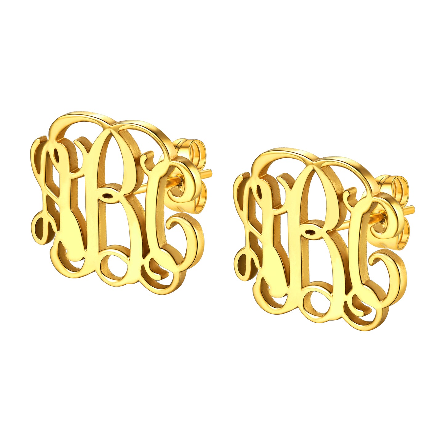 Custom4U Personalized Gold Color Monogram Name Earrings