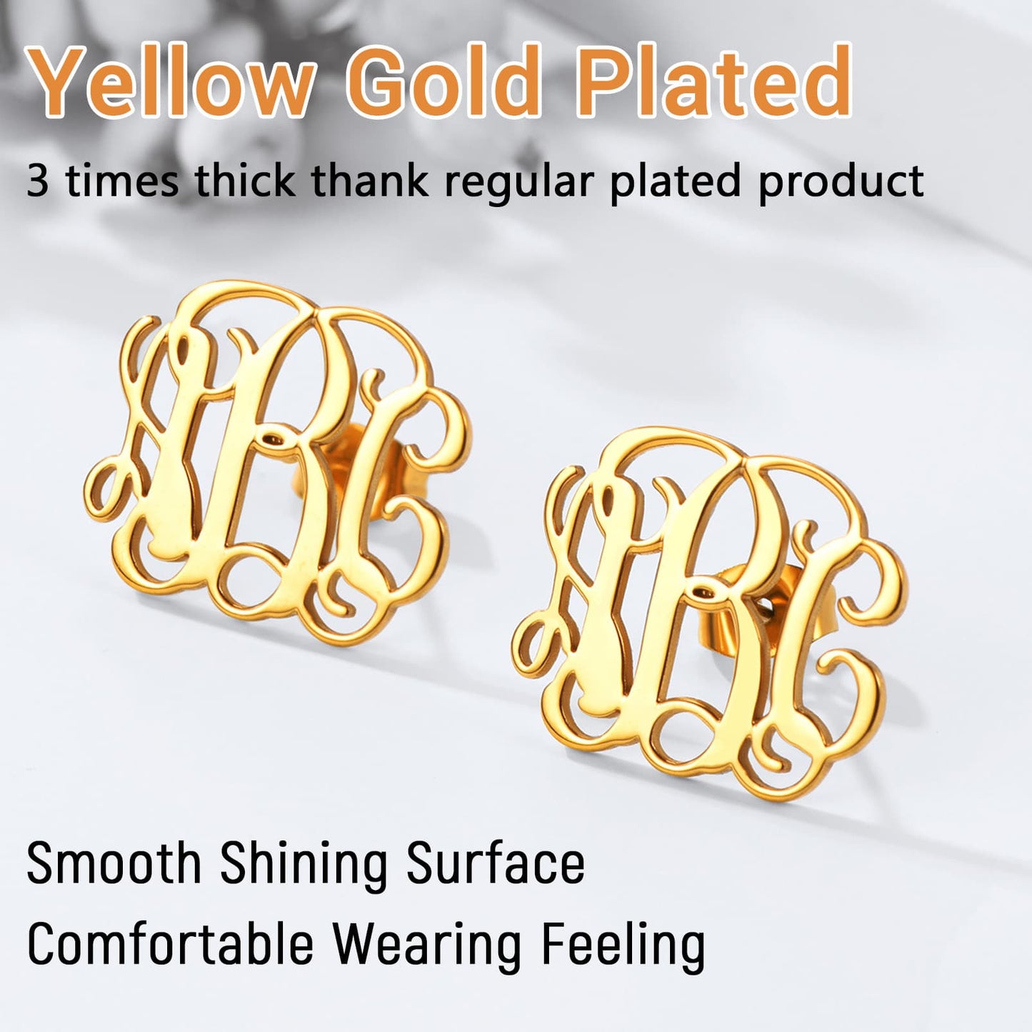 Custom4U Personalized Monogram Name Earrings Gold