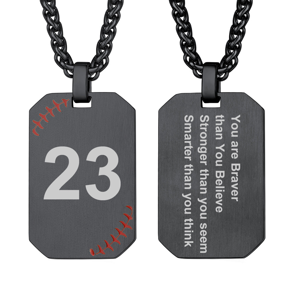 Custom4U Personalized Baseball Dogtag Necklace Black