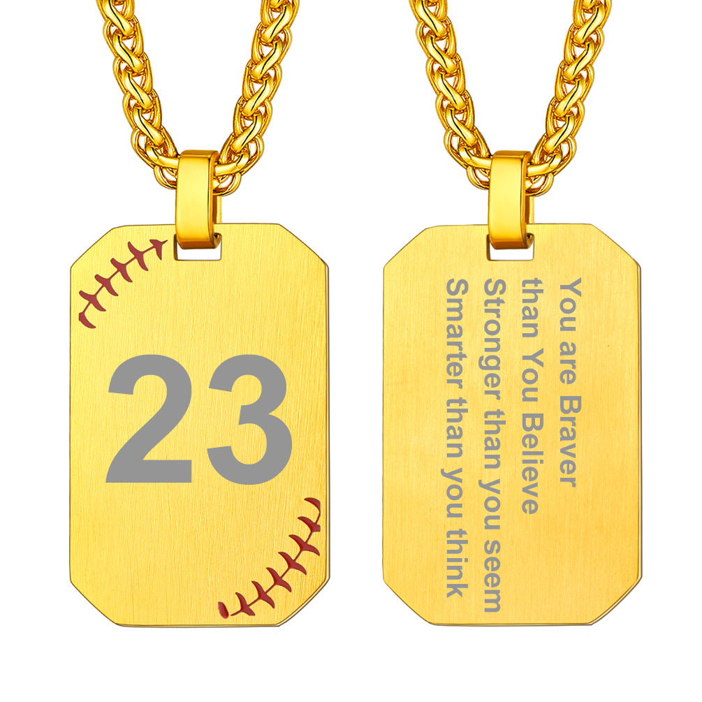 Gold Plated Personalized  Baseball Fan Necklace