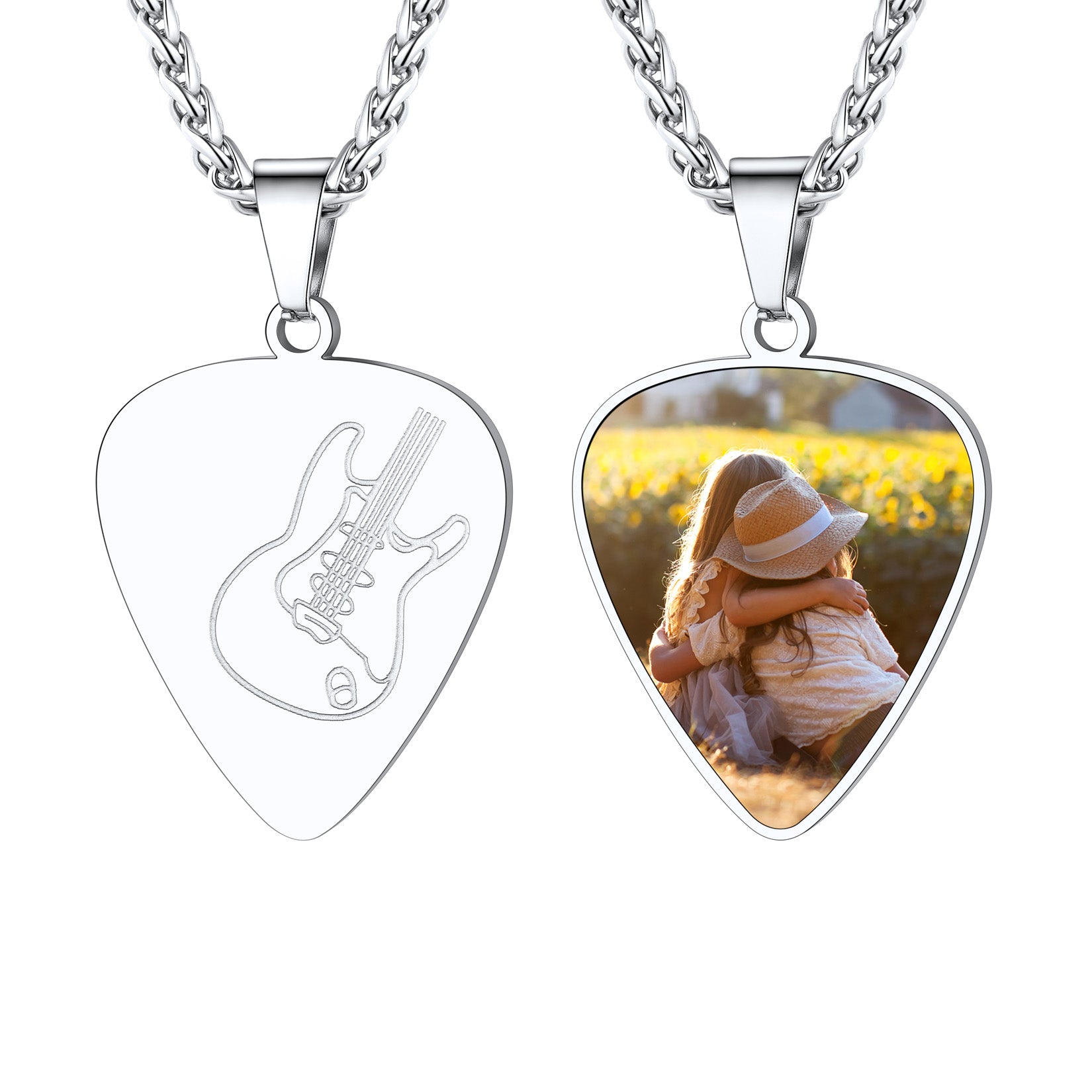 Personalized Guitar Picks Picture Necklace