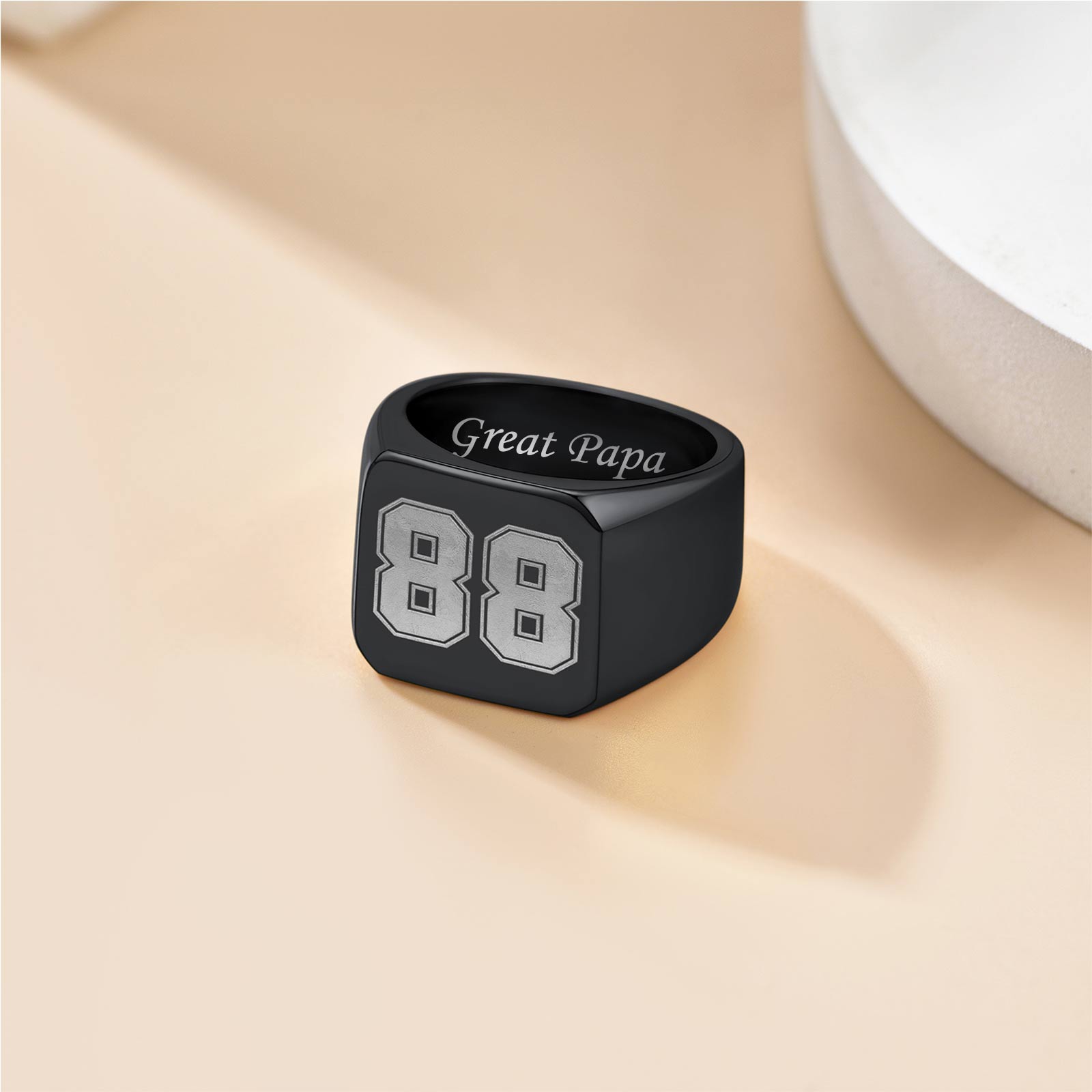 Personalized Numbers Square Signet Ring 
