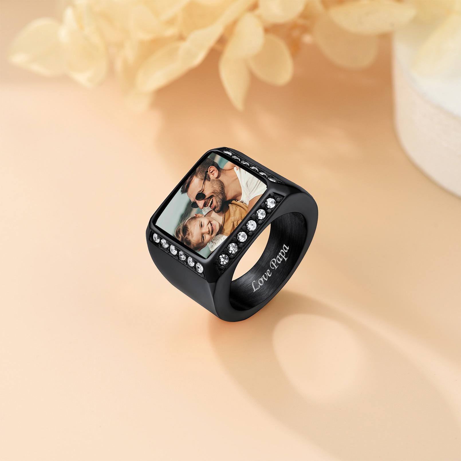 Personalized Photo Signet Ring black