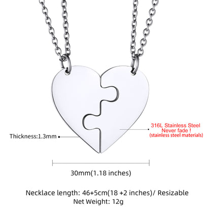 Custom4U Customized Name Heart Puzzle Matching Necklaces