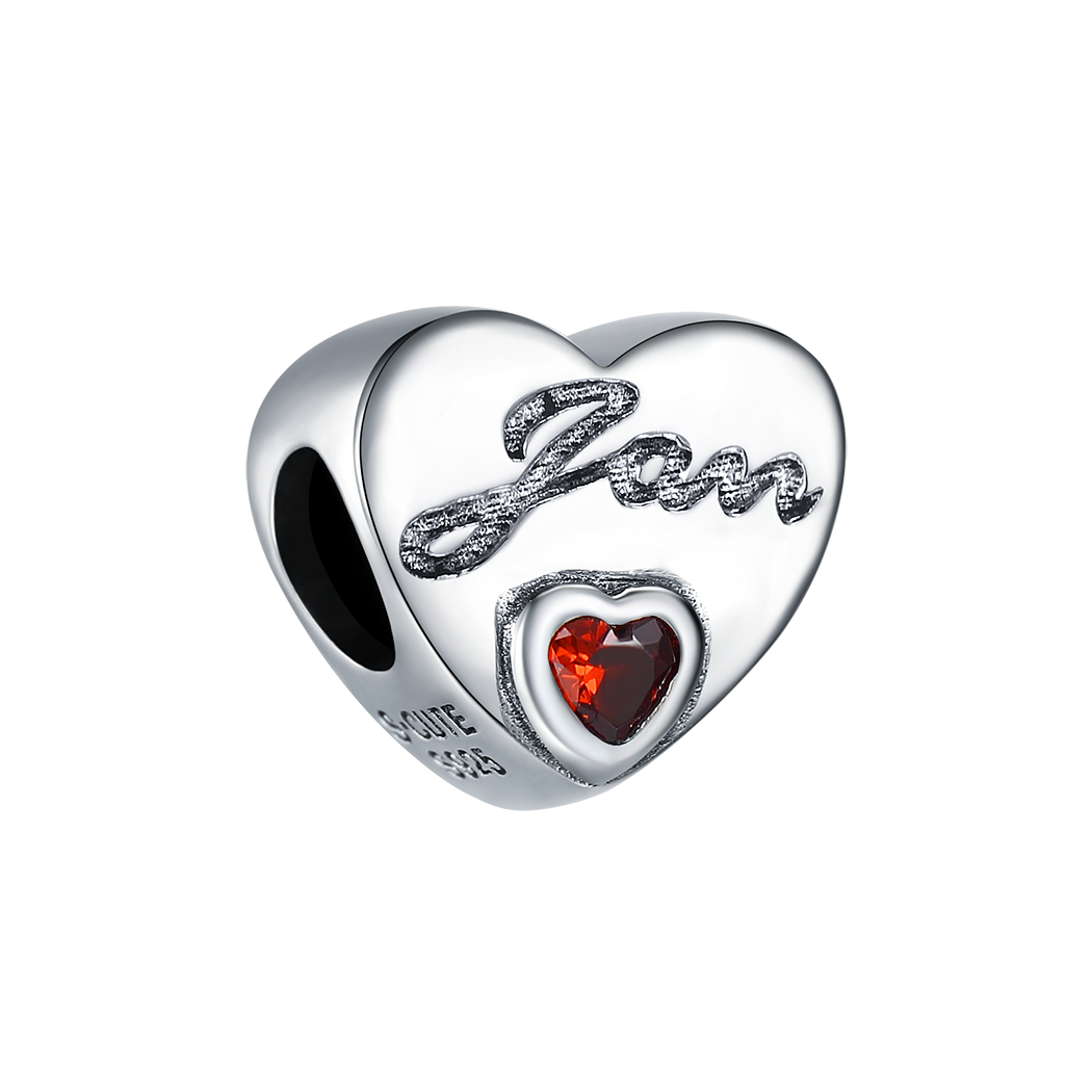 Jan.Custom4U Customized Heart Birthstone Charms for Bracelets