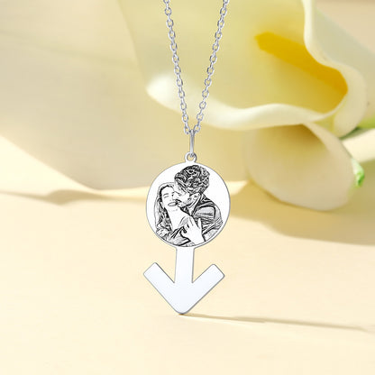 Custom4U Male Symbol Engravable Photo Necklace