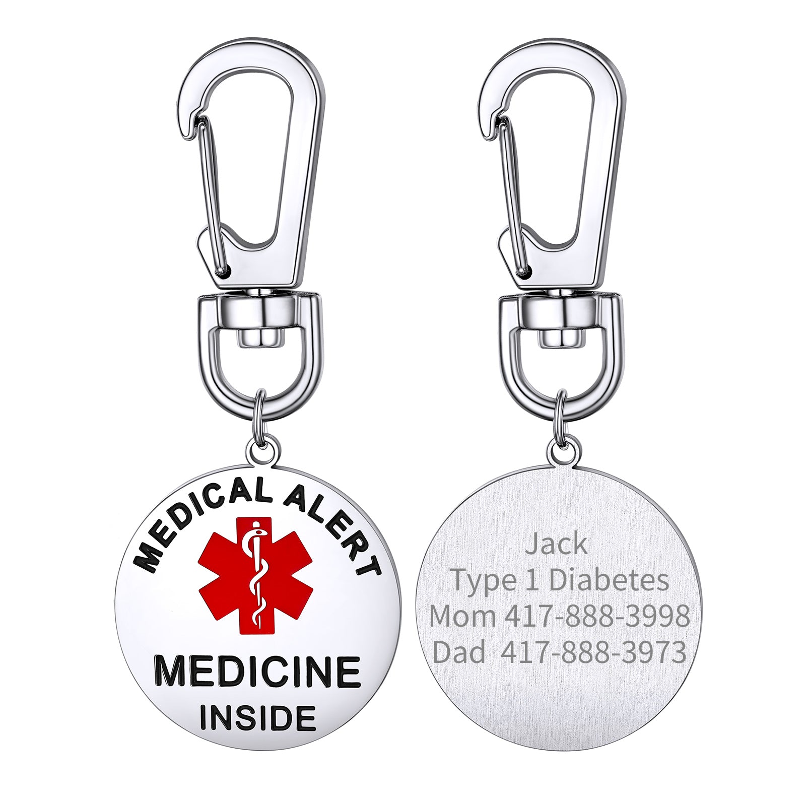 Custom4U Steel  "MEDICINE INSIDE"Medical Alert Bag Tag