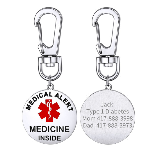 Custom4U Steel  "MEDICINE INSIDE"Medical Alert Bag Tag