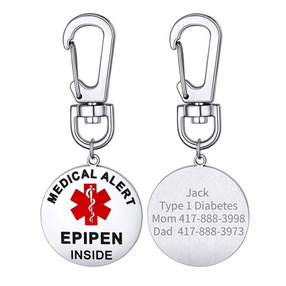 Custom4U Steel "EPIPEN INSIDE"Medical Alert Bag Tag