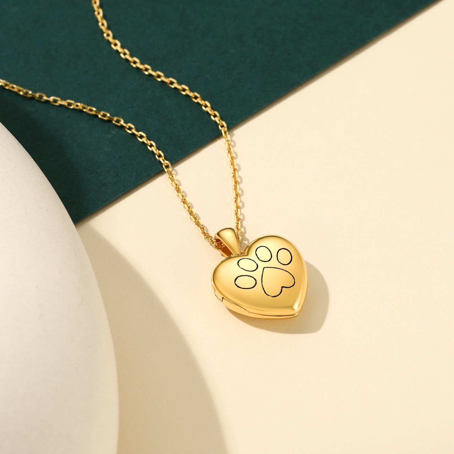 Custom4U Customized Heart Locket Picture Necklace-Gold