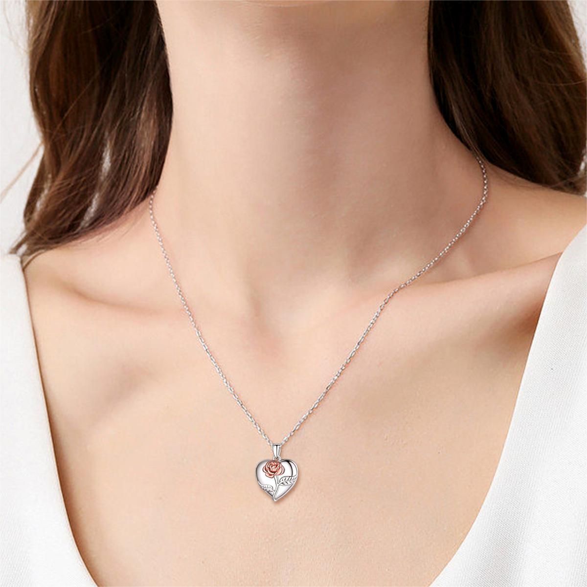 Custom4U Personalized Rose Heart Locket Necklace