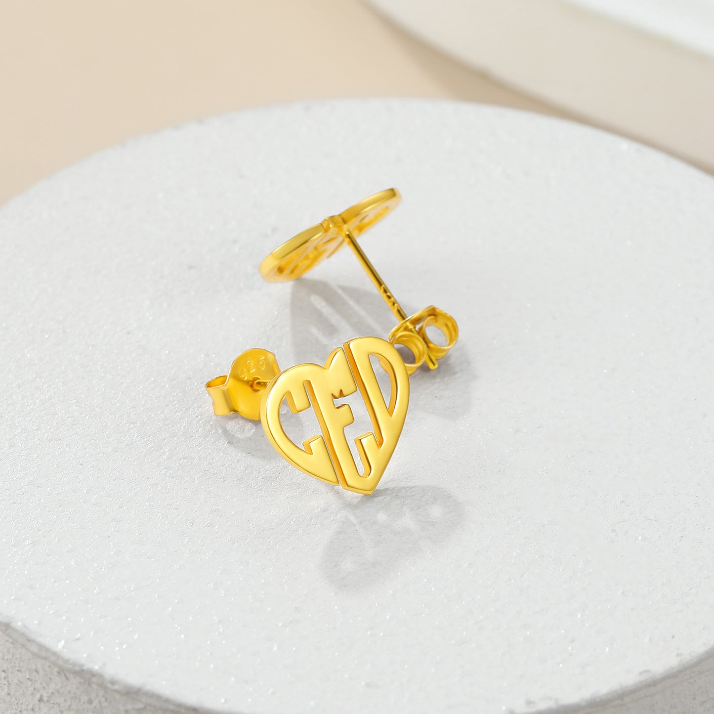 Custom4U Gold Plated Letters Stud Earrings