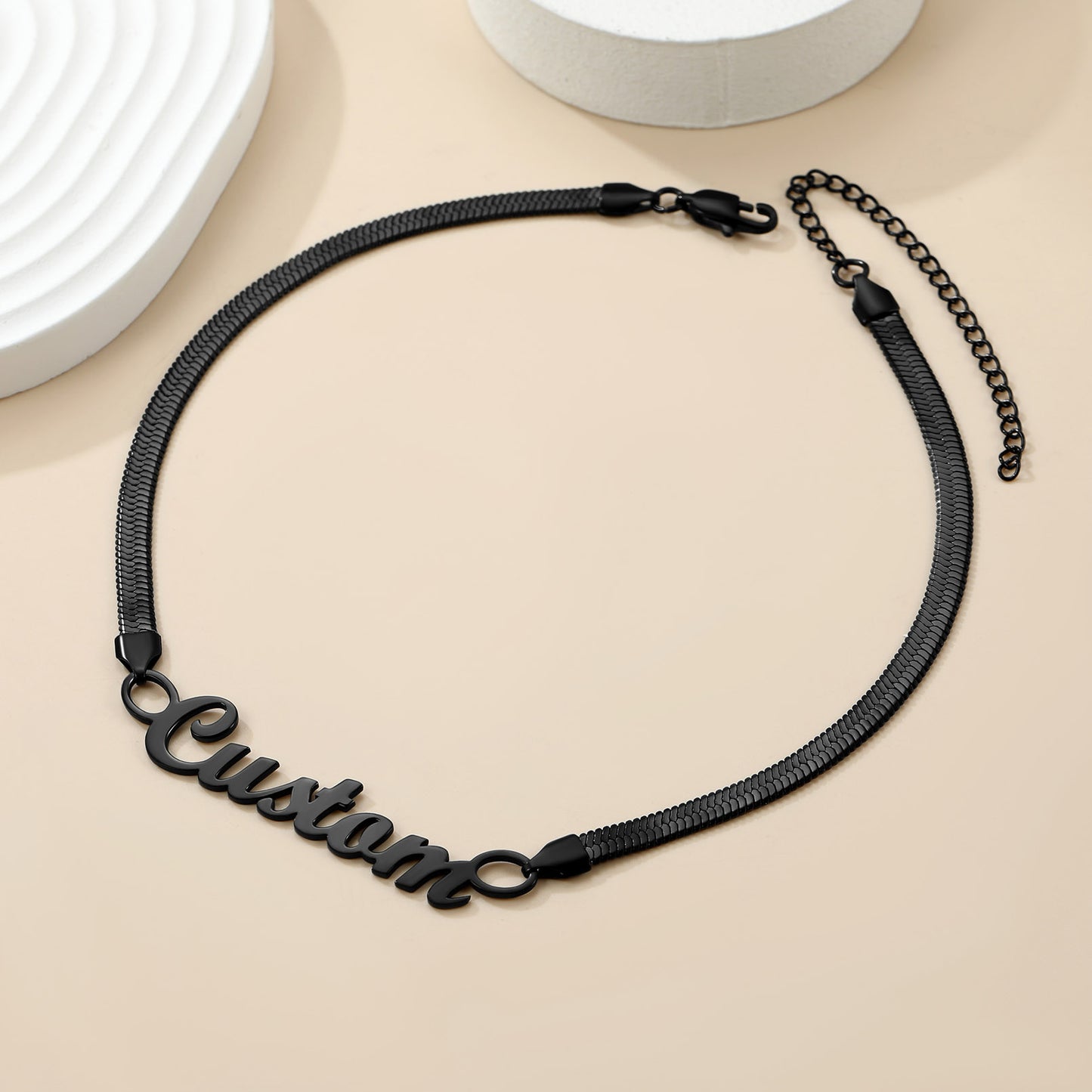 Custom4U Black Plated Flat Chain Name Choker