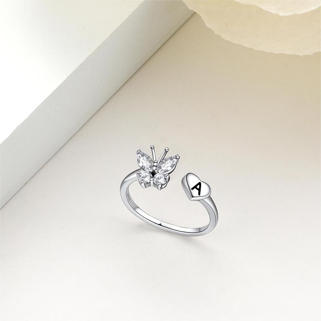 Custom4U Personalized Initial Ring for Women